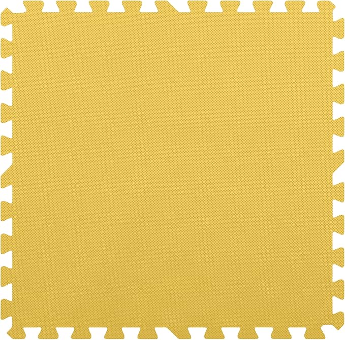 FlooringInc's 1/2" Soft Non-Toxic Baby Play Mat, Toddler Playmat, Colorful Puzzle PlayMat, Floor Mats for Kids & Babies, EVA Foam Interlocking Tiles for Nursery & Playroom | Yellow, 35 Tiles, 140 SqFt