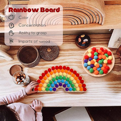 ibwaae Wooden Peg Board Beads Game Color Sorting Toys Counting Matching Game Bead Counting Fine Motor Skill Montessori Toys for Toddlers (Macaron Color)