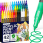 ARTISTRO 42 Acrylic Paint Pens, Art Set Acrylic Markers for Textile, Canvas, Rock, Glass, Wood, Paper, Pumpkin, DIY, Paint Markers for Kids and Adults