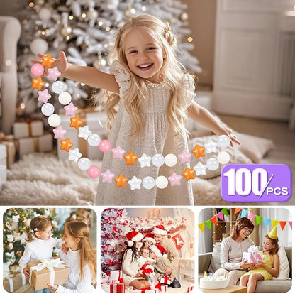 GOGOSO Ball Pit Balls for Toddlers Phthalate-Free BPA-Free Non-Toxic Crush Proof Soft Plastic Play Balls Baby Kids Shape Tent Pool Playhouse Playpen Party Decor,Creamy Pink Pearl Gold Clear,100PCS