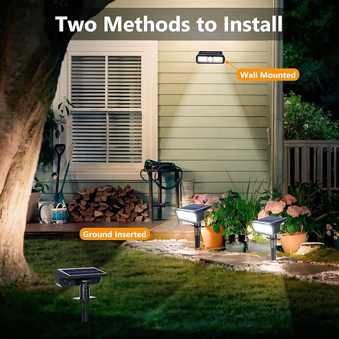 Toodour Solar Spot Lights Outdoor, 6 Pack Christmas Lights With 2 Modes, Waterproof Solar Powered Flood Landscape Lighting for Yard Garden Pathway Walkway Xmas Decor - Cool White