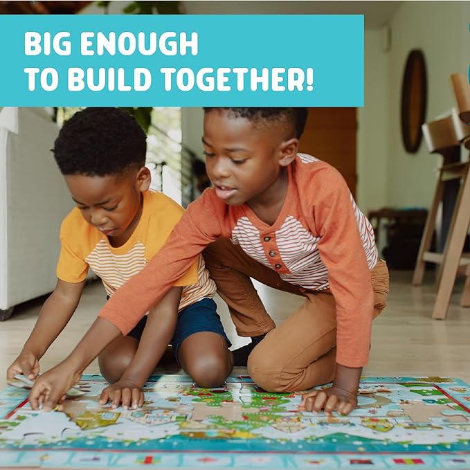 Chuckle & Roar - Christmas Village Puzzle - Engaging and Educational Puzzles for Kids - Larger Pieces Designed for Preschool Hands - 50 PC Floor Puzzle