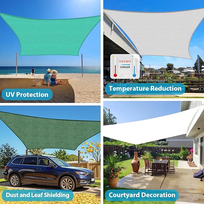 Amagenix Sun Shade Sail 20'X24' Curved Edge Outdoor Shade Canopy Blue Breathable 95% UV Block Shade Cloth for Patio Garden Backyard (We Make Custom Size)