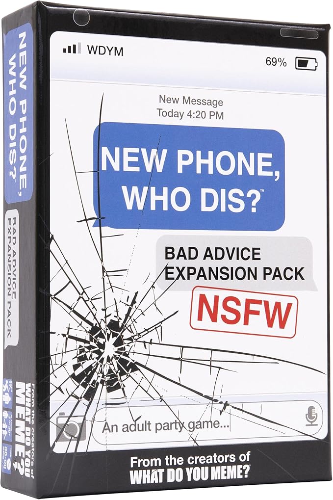 New Phone, Who Dis? Bad Advice NSFW Expansion Pack by Relatable, Designed to be Added to the New Phone, Who Dis? Core Game, A Funny Card Game for Adults, Includes 45 Inbox Cards and 135 Reply Cards