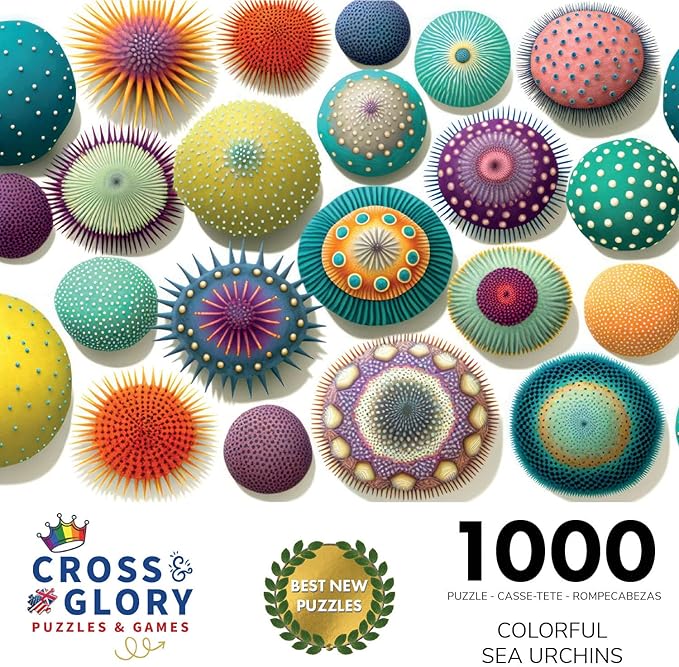 Cross & Glory - Colorful Sea Urchins - 1000 Piece Jigsaw Puzzle for Adults | Vibrant and Stunning Collage | Challenging and Relaxing | Unique and Beautiful Design