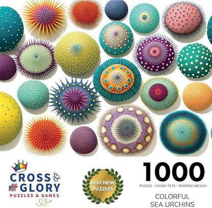 Cross & Glory - Colorful Sea Urchins - 1000 Piece Jigsaw Puzzle for Adults | Vibrant and Stunning Collage | Challenging and Relaxing | Unique and Beautiful Design