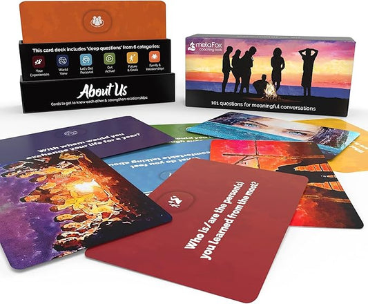 metaFox About Us Conversation Starters | 101 Getting to Know You Questions | Fun and deep Conversation Cards Game for Friends, Family, teammates