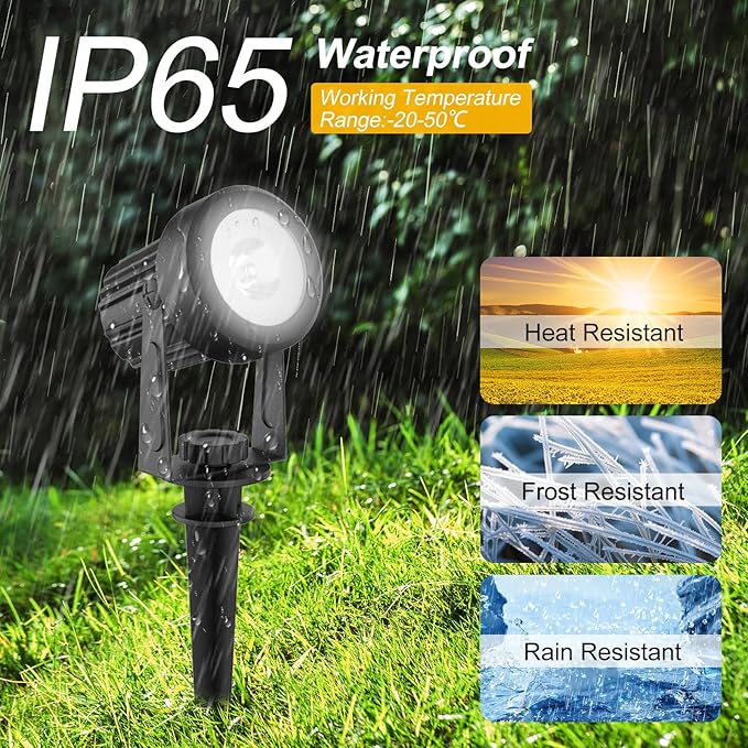 T-SUNUS Solar Garden Spotlight Outdoor 6-in-1, White Landscape Spot Lights IP65 Waterproof, 5W Separated Panel, Dusk to Dawn 6000K Spotlights for Tree Patio Yard Driveway Pathway Pool Porch Walkway