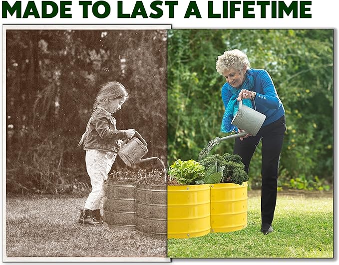 Galvanized Raised Garden Beds Outdoor // 3×3×1 ft Planter Raised Beds for Gardening, Vegetables, Flowers // Large Metal Garden Box (Yellow) // Patented Tool-Free Design