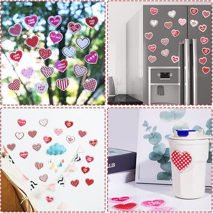 20PCS Valentine's Day Thick Gel Clings Heart-Shaped Gel Clings Decals Valentine's Day Party Anniversary Wedding Party Home Office Supplies Decoration Removable and Reusable