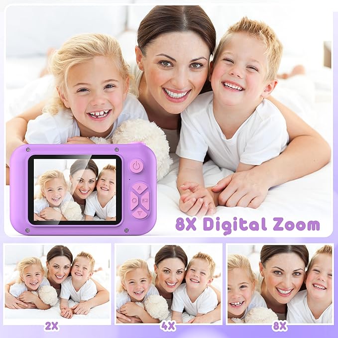 Kids Camera with 180° Flip-up Lens for Selfie & Video, HD Digital Video Cameras for Toddler with 32GB SD Card, Ideal for 3-8 Years Old Girls Boys on Birthday Christmas Party as Gift