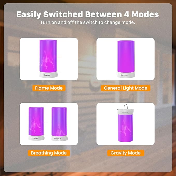 Hompavo 【Upgraded】 LED Flame Lights with Remote & Timer, Waterproof 4-Mode Rechargeable Battery Operated Flameless Candles, Pillar Flickering Lanterns for Room Patio Wedding Halloween Home Decor