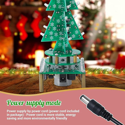 3D RGB LED Rotating Xmas Tree Soldering Kit, PEMENOL DIY Soldering Practice Kit Colorful Musical Christmas Tree Fun Electronic Project Kit for Christmas Decoration Home Family Friends