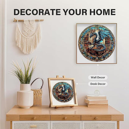 WOODBESTS Wooden Puzzles for Adults (505 Piece, XL, 17.3"x17.3") Dragon's Library Wood Puzzle Adult, Unique Wooden Animal Jigsaw Puzzles, Family Game and Birthday Gifts for Friend