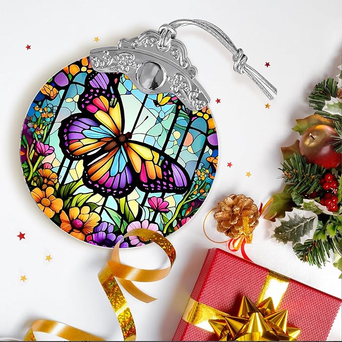 Butterfly Stained Glass Suncatcher, Jocidea Butterfly Ornament, Butterfly Christmas Ornament, Holidays Ornaments, Christmas Tree Ornament, Butterfly Decor, Gifts for Butterfly Lovers