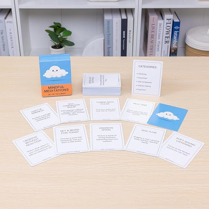 100 Mindful Meditations Cards – Mindfulness & Meditation Self‑Care Prompts | Desk & Travel Deck for Stress Relief, Focus, Motivation & Well‑Being