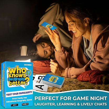 QUOKKA Who Knows Better? - Geography - Family Card Trivia Game | Fun Learning & Educational Questions for Families | Suitable for Boys & Girls