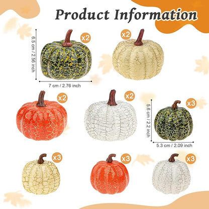 20 PCS Mini Assorted Artificial Pumpkins Set Fall Harvest Faux Foam Pumpkin Decorations Small Rustic Fake Pumpkin for Thanksgiving Halloween Wedding Farmhouse Party Home Kitchen Table Decor