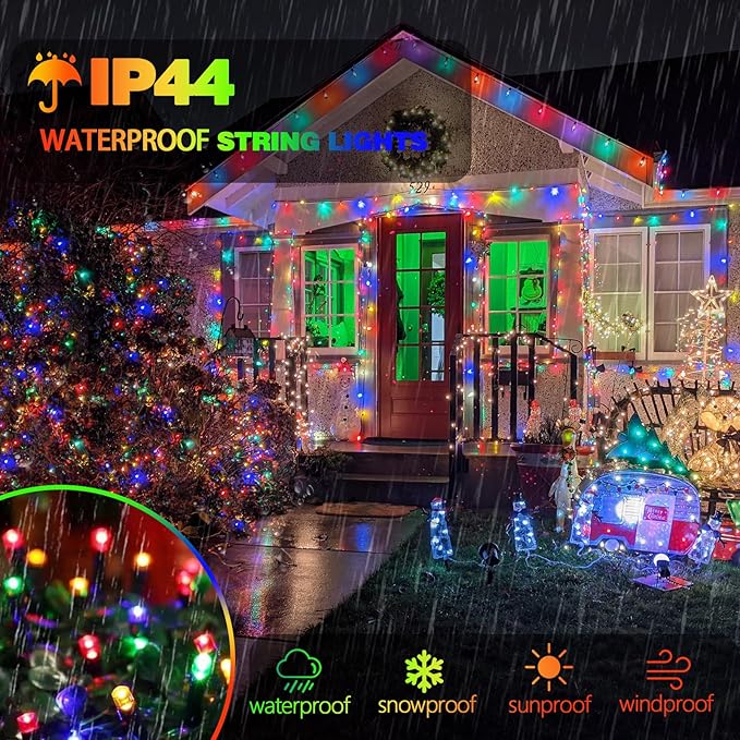 SANJICHA Smart Color Changing Christmas Lights, 66ft 200 LED String Lights Plug in with Remote and Timer, Dimmable RGB Twinkle Tree Lights Indoor Outdoor for Party Garden Christmas Decorations