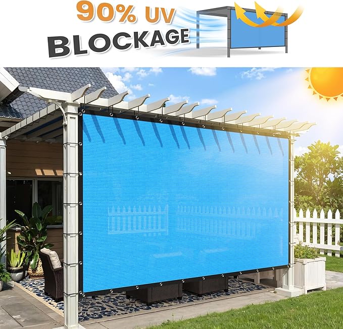 VICLLAX Shade Fabric Sun Shade Cloth with Every 2 FT Grommets for Patio Garden Pergola Cover Canopy 4x15 FT, Mixed Turquoise