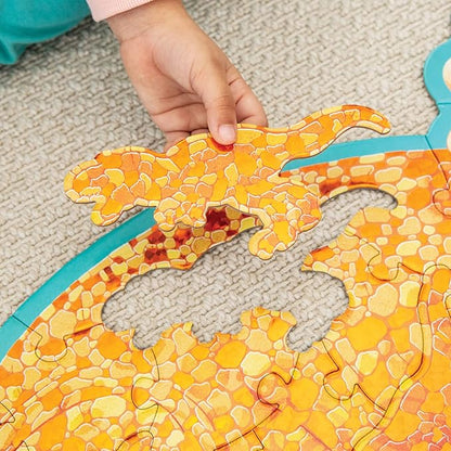 Peaceable Kingdom Giant Floor Puzzles with Uniquely Fun Shaped Pieces for Kids Ages 3+ Gifts for Boys and Girls - Triceratops