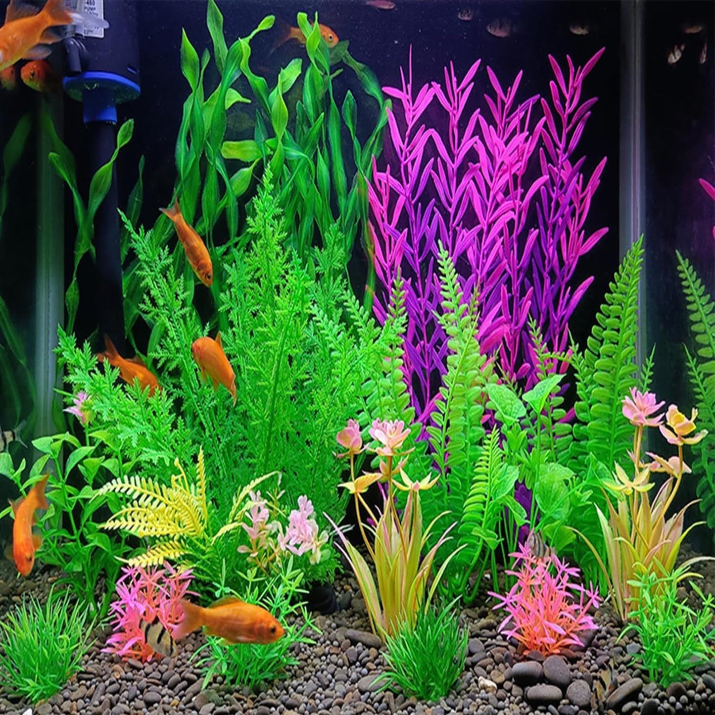 18 Pieces Colorful Artificial Fish Tank Decorations, Aquarium Decorations Fish Tank Purple Artificial Plastic Plants