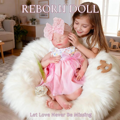 Girl 19 in, Full Silicone Baby Doll, Realistic Baby Dolls, Realistic Veins & Sleeping Pose, Not Vinyl, Reborn Baby Dolls Silicone Full Body, Gift Set
