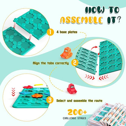 STEM Logic Road Builder Toys: Board Games Toys for 5 Year Old Kids Montessori Brain Teaser Puzzles Educational Learning Activities Toy for Kid Ages 3 4 6-8 12 Boys Girls Gifts (Blue, 50PCS)