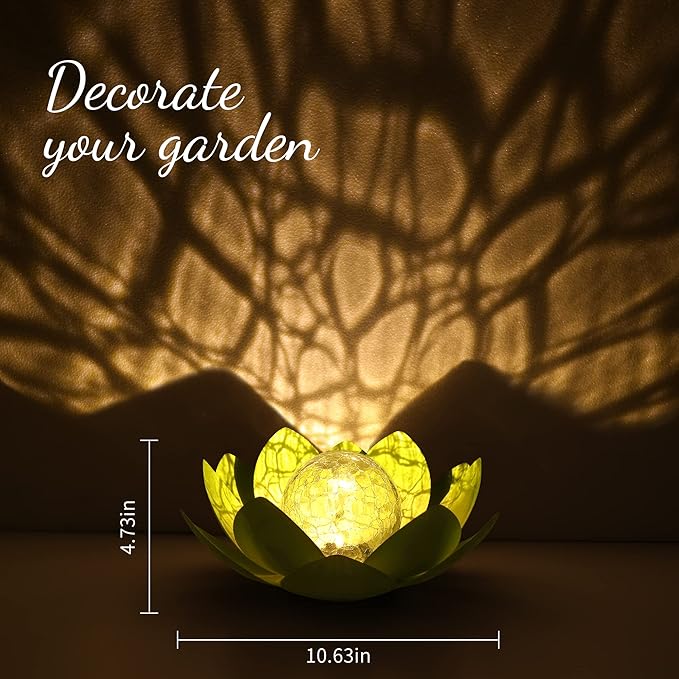 Solar Lights Outdoor, Garden Decor, Cracked Globe Glass, Waterproof Metal Solar Garden Light for Pathway, Patio, Lawn, Yard, Ground