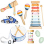 Baby Wooden Musical Instruments Set -7 PCS Montessori Percussion Toys for Toddlers & Kids - Safe Natural Wood Waldorf Toys for Hand-Eye Coordination, Sensory Play & Screen-Free Family Fun