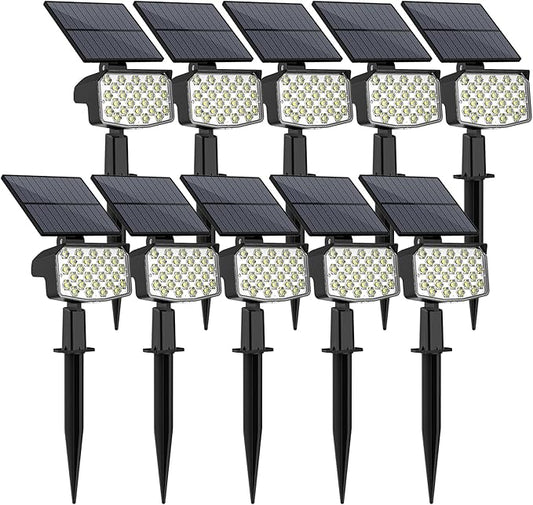 WELALO Solar Spot Lights Outdoor, [10 Pack/3 Modes] Solar Landscape Spotlights, Adjustable Solar Powered Security Lights, IP65 Waterproof Wall Lights for Walkway, Yard, Garden, Driveway (Cool White)