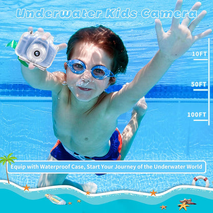 Kids Camera Waterproof Underwater Camera for 3-12 Year Old Boys Girls 2 Inch IPS Screen 1080P HD Digital Kids Video Camera Indoor Outdoor Action Cameras Best Christmas Birthday Gifts
