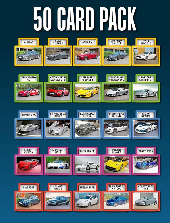 Cars Card Games - Matching Pairs, Snap, Trumps, Rummy, Happy Families (8 Games To Play) | Age 5+, 1-8 Players | Fun Family Travel Card Games and Gifts for Adults & Kids, Boys & Girls