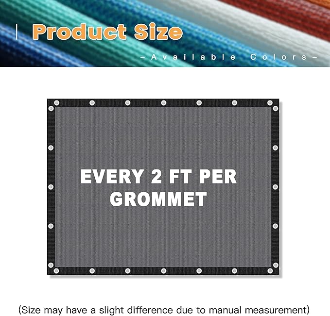 VICLLAX Shade Fabric Sun Shade Cloth with Every 2 FT Grommets for Patio Garden Pergola Cover Canopy 5x22 FT, Grey