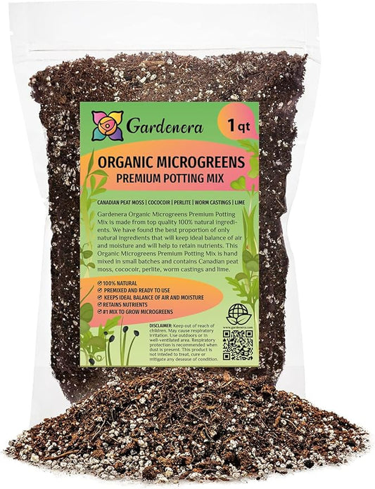 Organic Microgreens Premium Potting Mix: Natural Ingredients for Healthy Growth and Nutrient Retention - 1 Quart