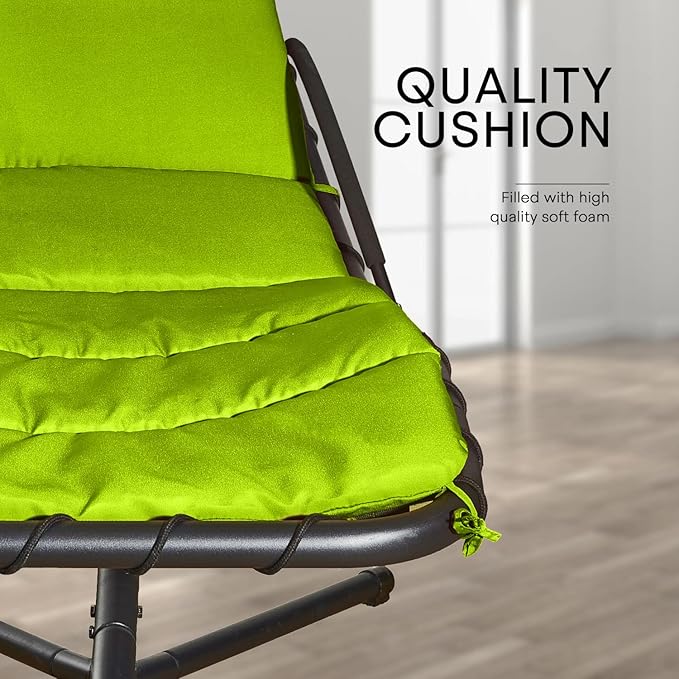 Weatherproof Replacement Cushion Pad and Umbrella for Hanging Lounge Chair Outdoor Chaise Hanging Hammock Chair - Long-Lasting, Fade-Resistant, Quick-Dry, Outdoor Lounge Replacement Set (Green)