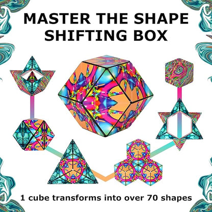 SHASHIBO Shape Shifting Box - Award-Winning Fidget Toy w/ 36 Rare Earth Magnets - Fidget Cube Transforms Into Over 70 Shapes, Sensory Toy Gift for Kids, Teens, and Adults (Water Color)