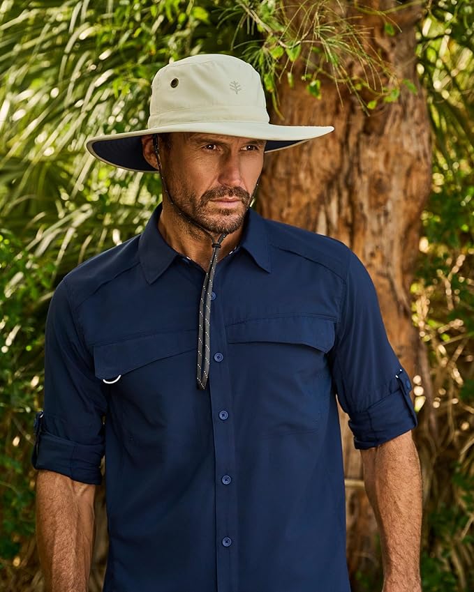Men's Shapeable Wide Brim Hat - UPF 50 Sun Protection - Maximum Coverage on Your Next Adventure - Sun Fearless Leo Hat