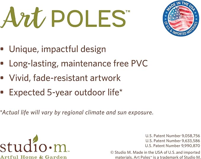 Studio M Art Pole, PVC Weather Resistant Pole with Vinyl Bowl 40 inches Tall Outdoor Decoration for Gardens, Patios, Yards, Landscaping and Birding Accessories, We Will Miss You