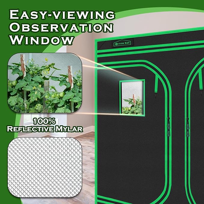 Grow Tent 96"x96"x78", High Reflective Mylar Dark Room with Observation Window, Removable Floor Tray and Tool Bag for Indoor Plant Growing 8'X8
