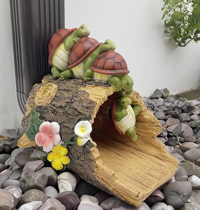 Funny Turtle Gutter Downspout Extender Statue, Garden Ornament, Decorative Gutter Extension Downspout, Perfect Rain Diverter for 3"x4" Downspouts, Eco-Friendly Resin, Outdoor Decor Gift (8 In)