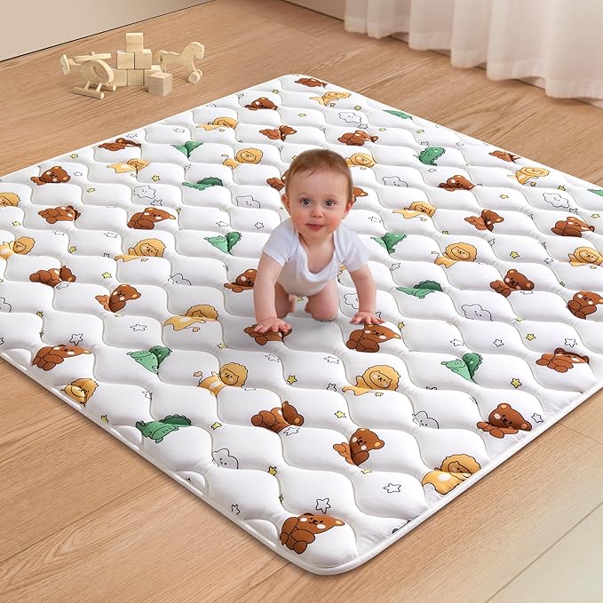 Premium Foam Baby Play Mat 47" X 47", Thicken One-Piece Crawling Mat, Non-Slip Cushioned Baby Playmats for Infants, Babies, Toddlers - Machine Washable for Easy Care