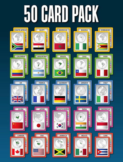 Countries, Gift, Stocking Stuffer, Travel Game, 7 Games in 1, Pairs, Snap, Trumps, Rummy, Memory Quiz, Learn Facts, Age 5+, 1-8 Players