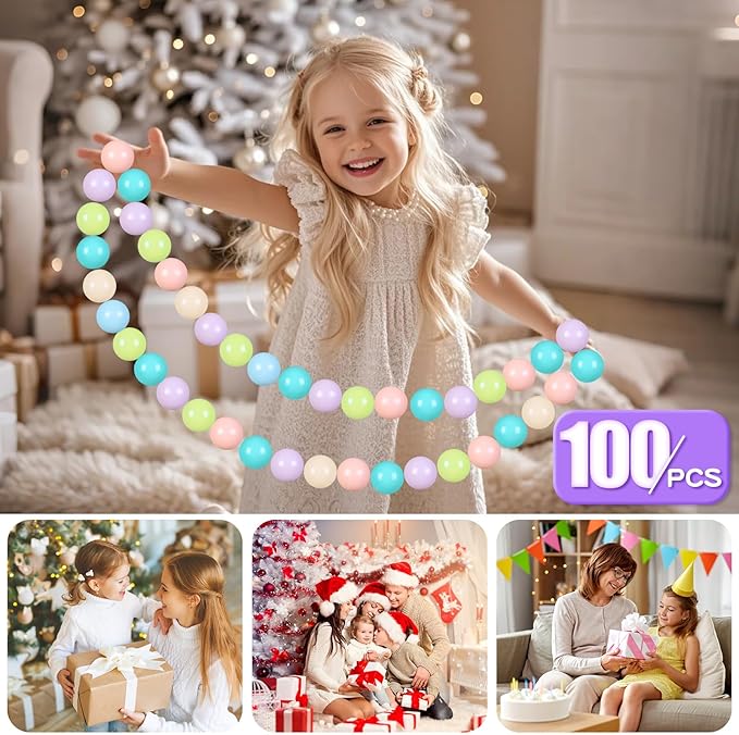 GOGOSO Ball Pit Balls for Toddlers Phthalate-Free BPA-Free Non-Toxic Crush Proof Soft Plastic Play Balls Baby Kids Shape Tent Pool Playhouse Playpen Party Decor,Green Blue Pink Purple Beige,100PCS