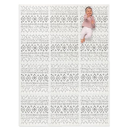 Lillefolk Baby Play Mat for Floor – 6x8ft Boho | Soft Non Toxic Premium EVA Foam Tiles for Tummy Time, Crawling & Playroom – Waterproof Interlocking Floor Mat for Babies & Toddlers (12 Tiles)