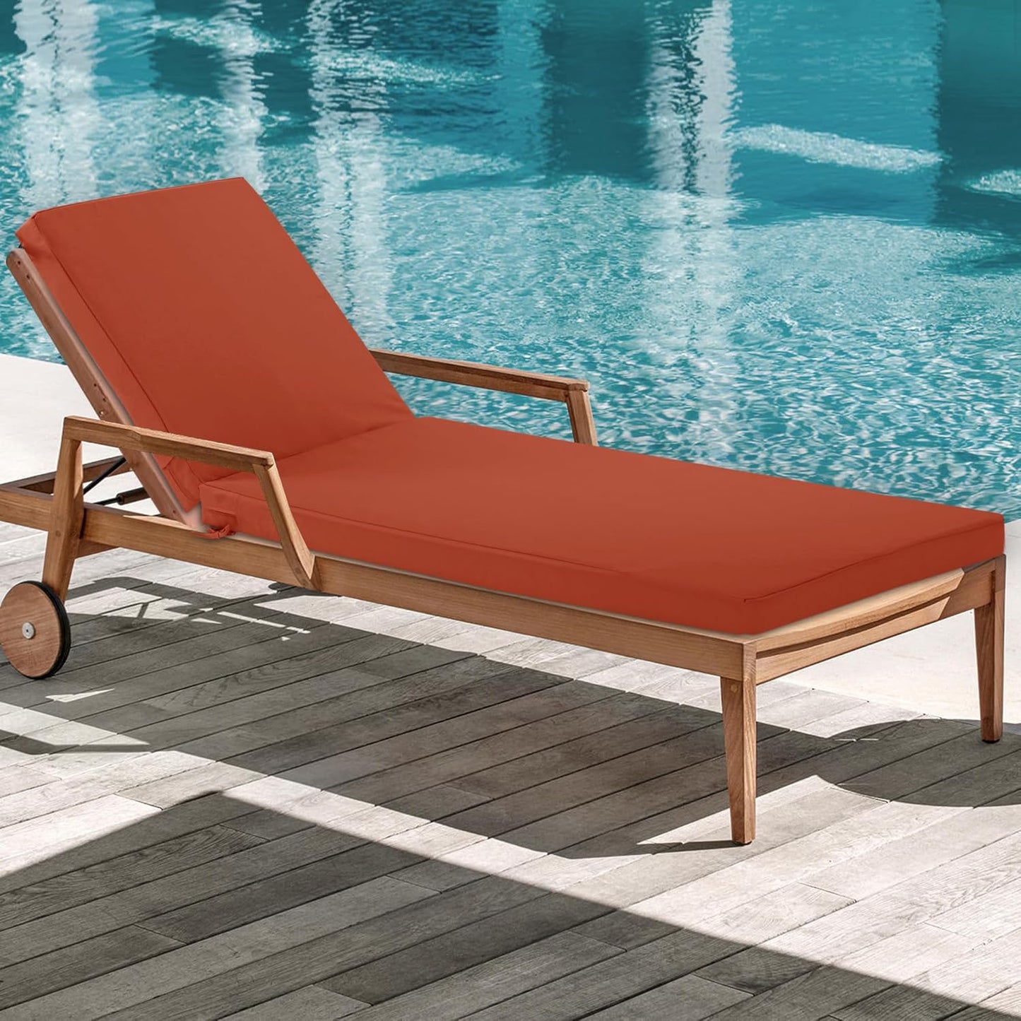 Chaise Lounge Cushions Outdoor - Waterproof and Fade Resistant Sun Lounger Replacement Cushions - Patio Lounger Pads with Removable Cover for Pool, Deck, Lawn, 80 x 26 x 3 Inch, Rust
