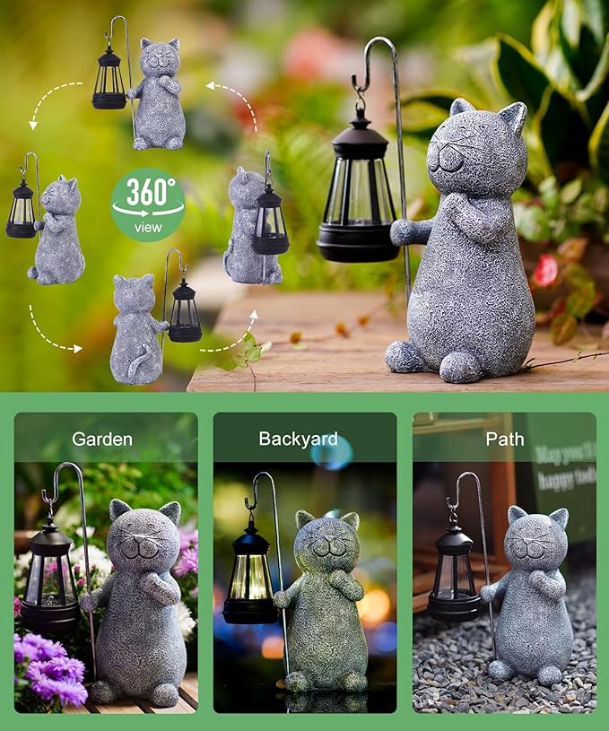 Solar Statue for Garden Decoration: Outdoor Sculpture for Yard Lawn Home House Balcony Patio - Unique Housewarming Gift for Lover Mom Women Grandma