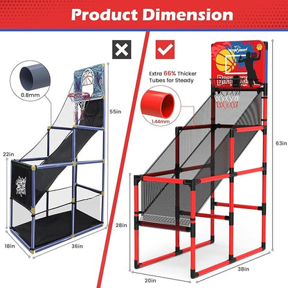 Kids Basketball Hoop Arcade Game W/Electronic Scoreboard Cheer Sound, Basketball Hoop Indoor Outdoor W/4 Balls, Basketball Game Toys Gifts for Kids 3-6 5-7 8-12 Toddlers Boys Girls