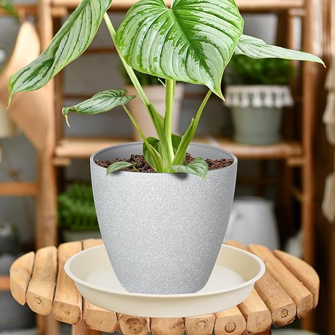 3 Pack of Plant Saucer 25 26 inch, 4.2" Depth, Large Heavy Duty Plastic Saucers 24" 26" Round, Plant Drip Trays for for Indoors Outdoor, Plant Water Tray for Planters 23-27" (26", Beige)