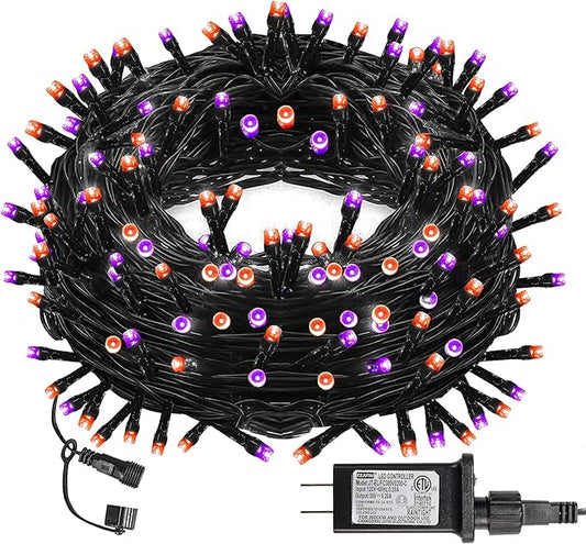 Dazzle Bright Purple and Orange Halloween Lights, 66FT 200 LED Halloween Lights Outdoor with 8 Modes, Waterproof Halloween Decorations for Indoor Outdoor Patio Party